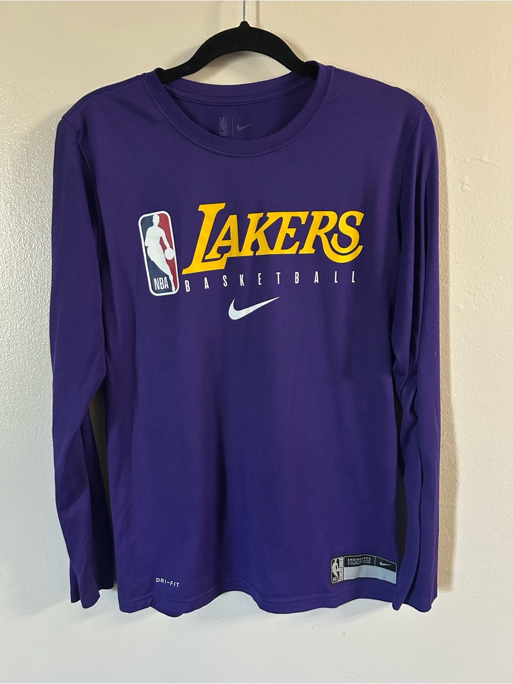 Nike Purple Los Angeles Lakers Long Sleeve Tee with Yellow Logo